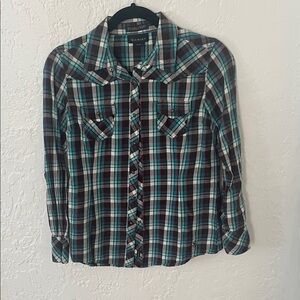Pendleton Teal and Black Plaid Shirt